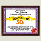 World's Greatest 50th Birthday Personalized Plaque